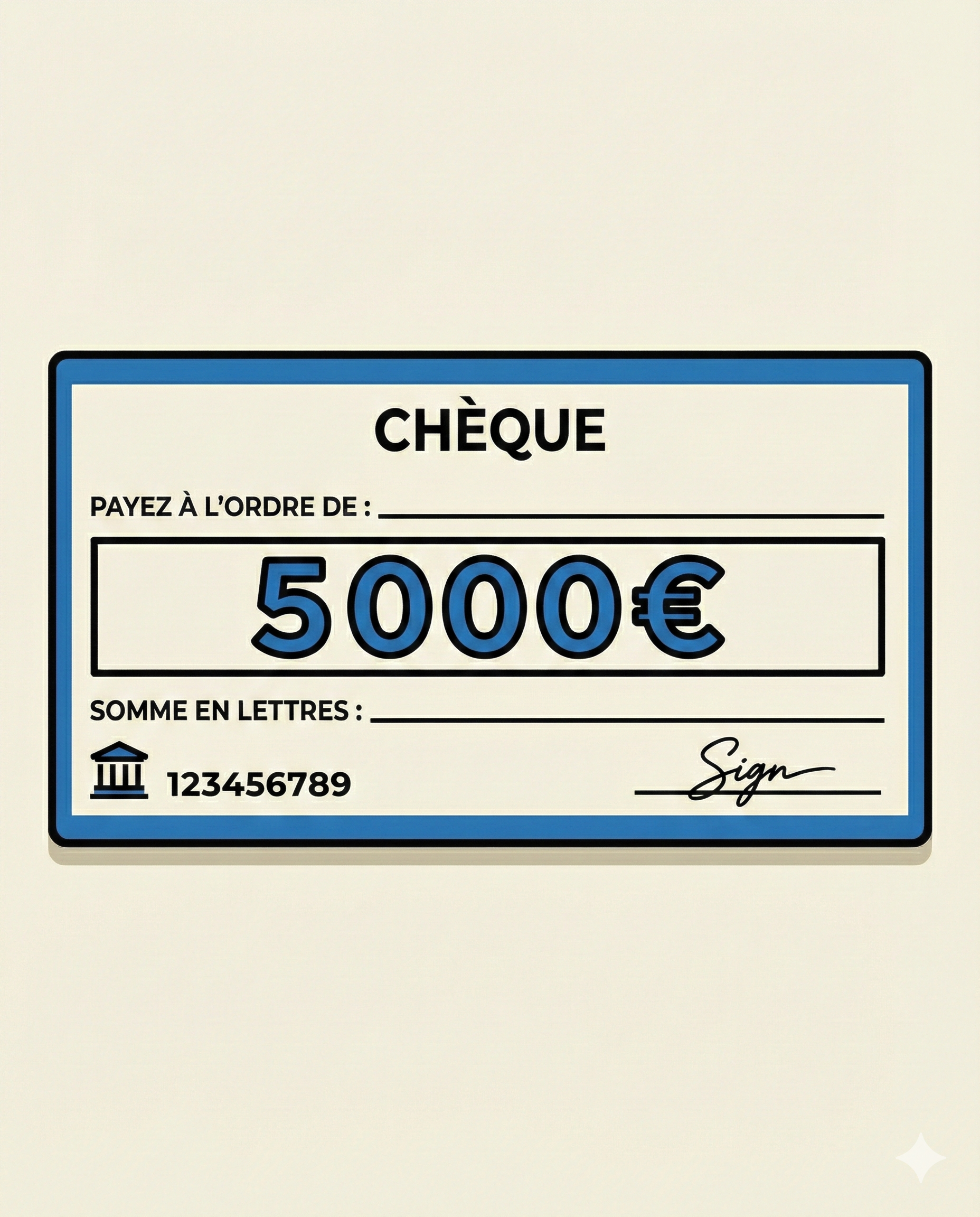 Image 5000 € → Chèque 5000 EUR