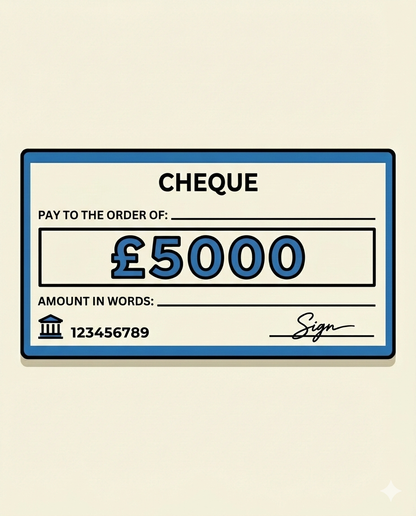 Image £5000 → Chèque 5000 GBP